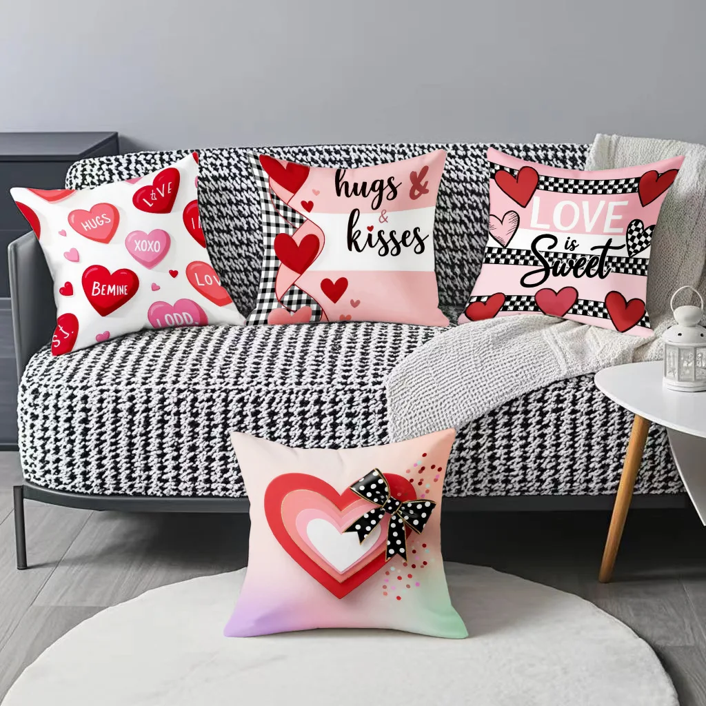 VIKAMA Rosa Liebesbrief Valentinstag Dekorativer Kissenbezug Wohnzimmer Sofa Kissenbezug Schlafzimmer Kissenbezug Home Decor