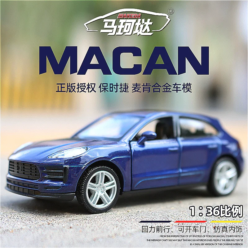 1/36 Porsche Macan SUV Toy Car Model For Children 5'' RMZ CiTY Diecast Sport Miniature Pull Back Collection Gift For Kid Boy