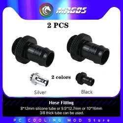 Host Fitting 3/8'', G1/4 Thread for ID 9-10mm Soft Tube Water Pipe Connector Black or Silver, 2 PCS