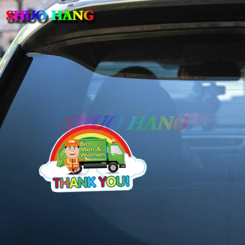 THANK YOU BIN MEN Rainbow Wheelie Bin Vinyl Sticker Car Accessories Truck Bumper, Car Window Decoration, Car Sticker