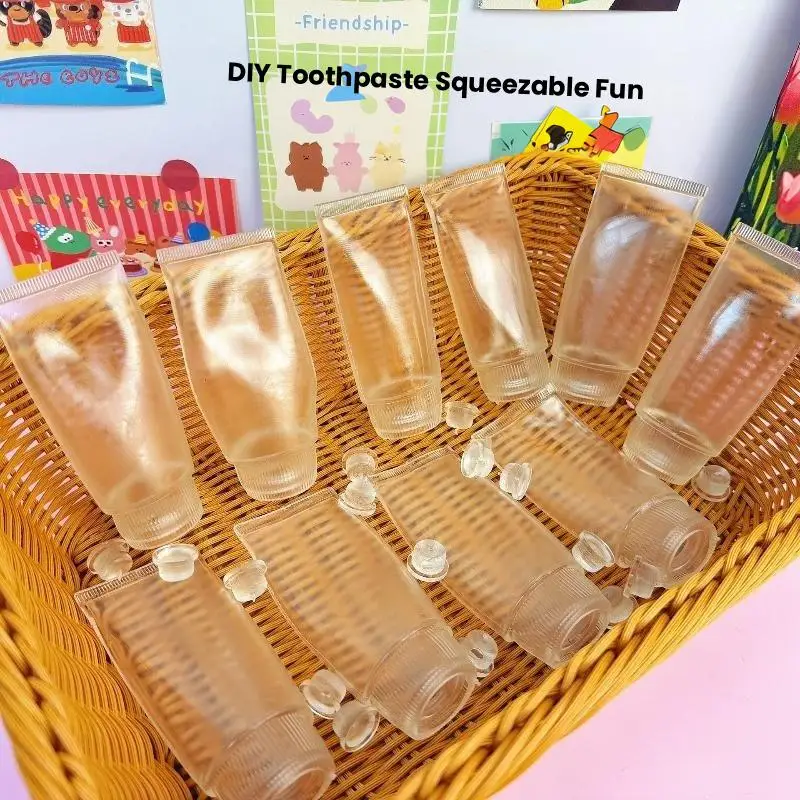 Toothpaste Shaped Squeeze Stress Relief Bottle 1/3Pcs DIY Clear With Plug for Family Interactive Game Gifts