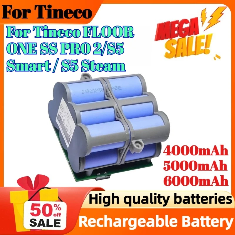 

4000mAh 5000mAh 6000mAh 21.6V Floor Scrubber Battery For Tineco FLOOR ONE SS PR0 2/S5 Smart / S5 Steam Rechargeable Battery