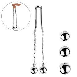 Stainless Steel Ball Stretcher Scrotum CBT Testicle Heavy Ball Weight Man Penis Cock Ring Enlargement Pull Exercise Male Toy