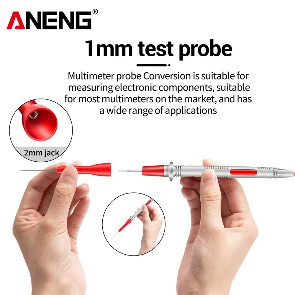 ANENG PT2002 igła do przekłuwania izolacji 1mm Pin nieniszcząca multimetr sonda testowa 10A 600V dla 2mm przewodu pomiarowego