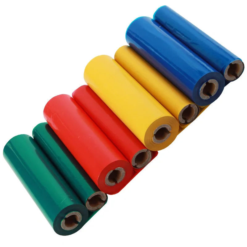 12.7mm Dual Core Printer Ink Ribbon 110mmX70m Red/Yellow/Blue/Green/White/Black Zebra Printer Wax/Mixture/Resin Ribbon Roll 1/2