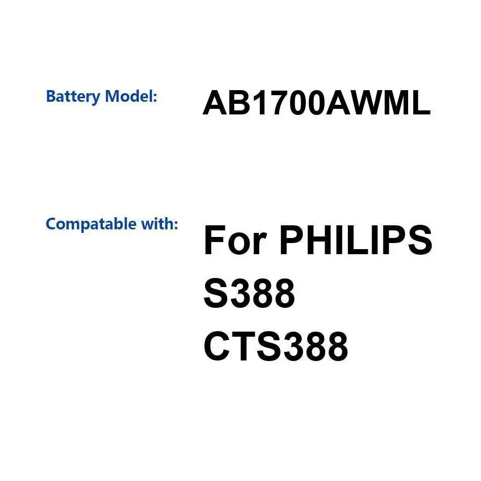 

1700 мАч для аккумулятора мобильного телефона Philips S388 CTS388 AB1700AWML высокой емкости