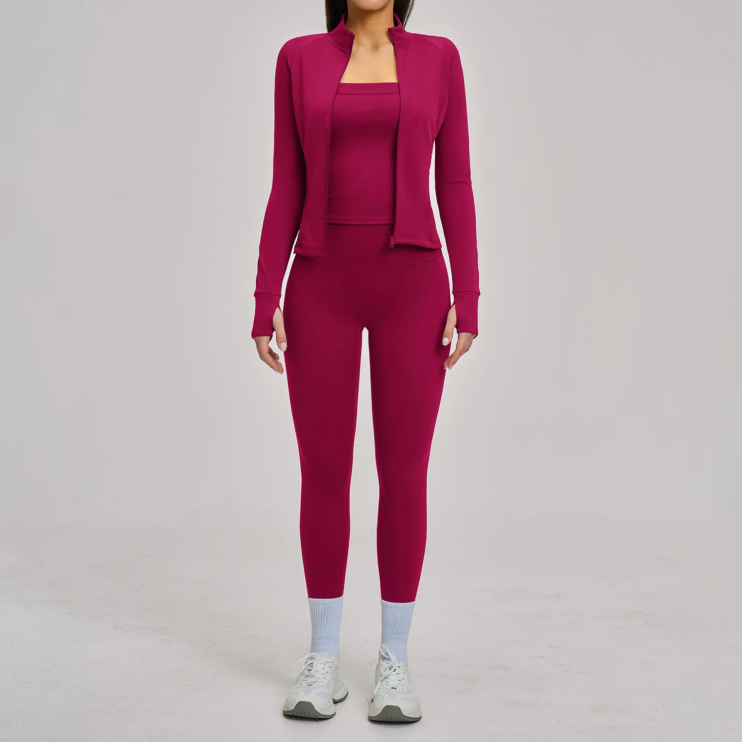 2/3PCS Women's Tracksuit Yoga Set Workout Outfits Sportswear Gym Clothing High Waist Leggings Fitness Long Sleeved Sports Suits
