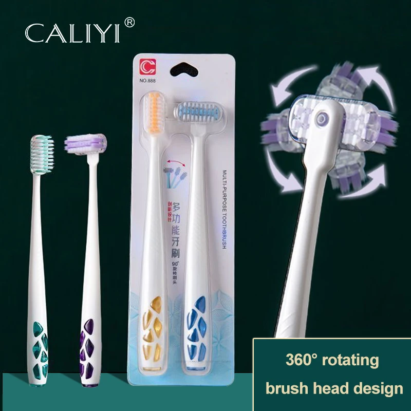 2PCS 360° Rotatable Toothbrush Soft Bristle Teeth Whitening Brushes Comprehensive Cleaning Family Toothbrushes Dental Oral Care