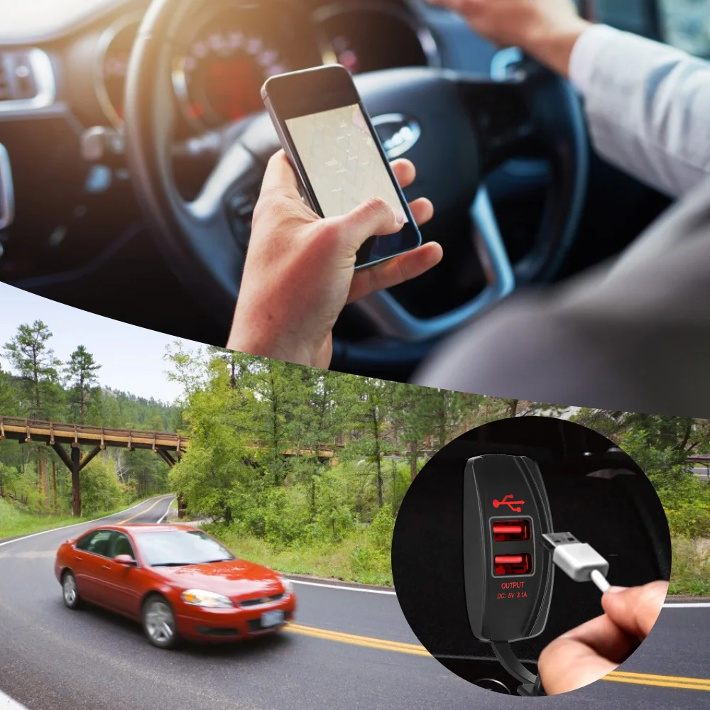 العالمي لسيارة RV قوافل التخييم المزدوج منافذ USB الغبار شاحن الهاتف مقاوم للماء شاحن سيارة 5 فولت 3.1A LED محول السيارات #5