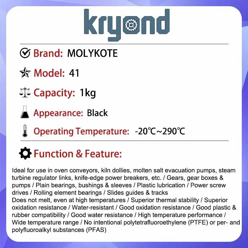 1PC MOLYKOTE 41 Grease High Temperature Grease 1kg Dow Corning 41 Lubricant