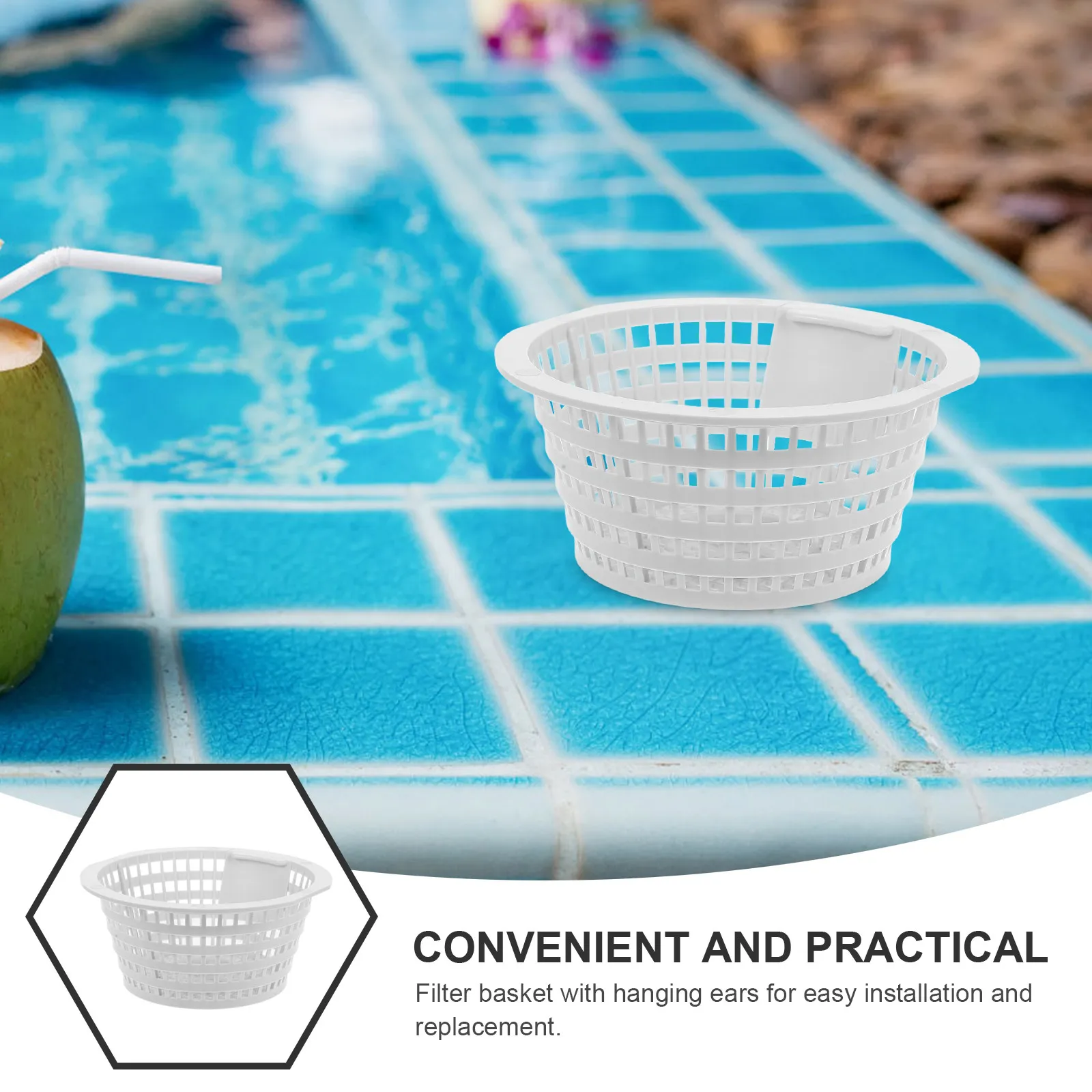 2Pcs Pool Filter Basket Skimmer Swimming Pool Garbage Filter ABS Lightweight Compact Easy Install Replacement for Inground Above