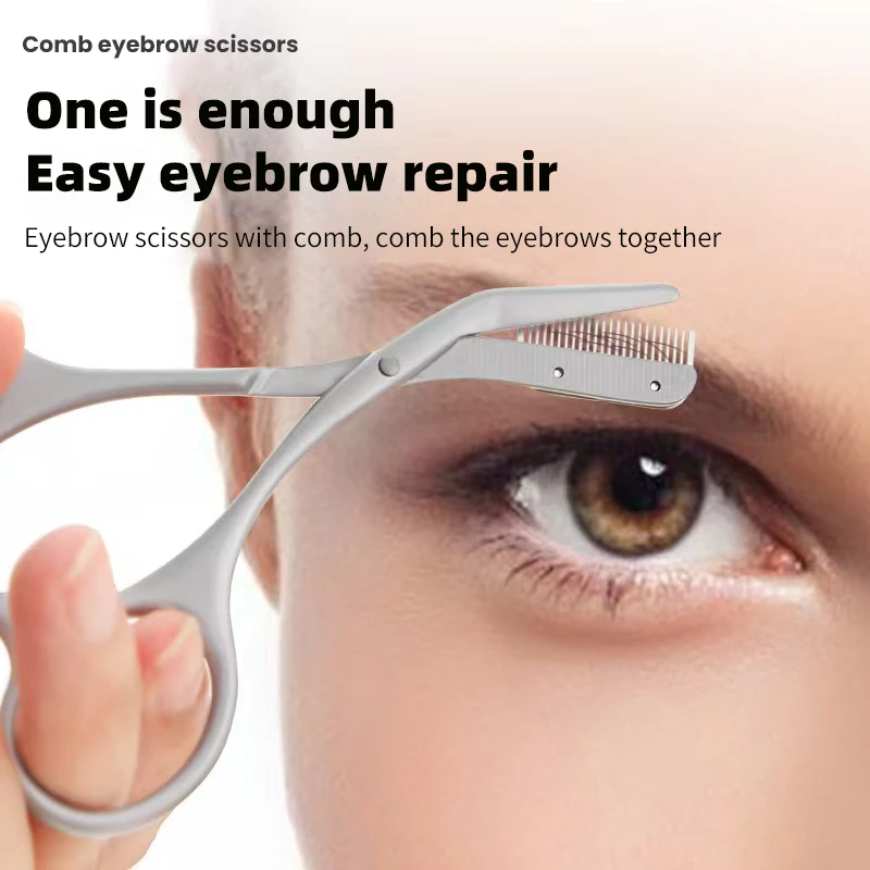 Eyebrow Scissors For Men And Women Makeup Tools One Metal Texture With Comb Eyebrow Razor Beauty Scissors Stainless Steel