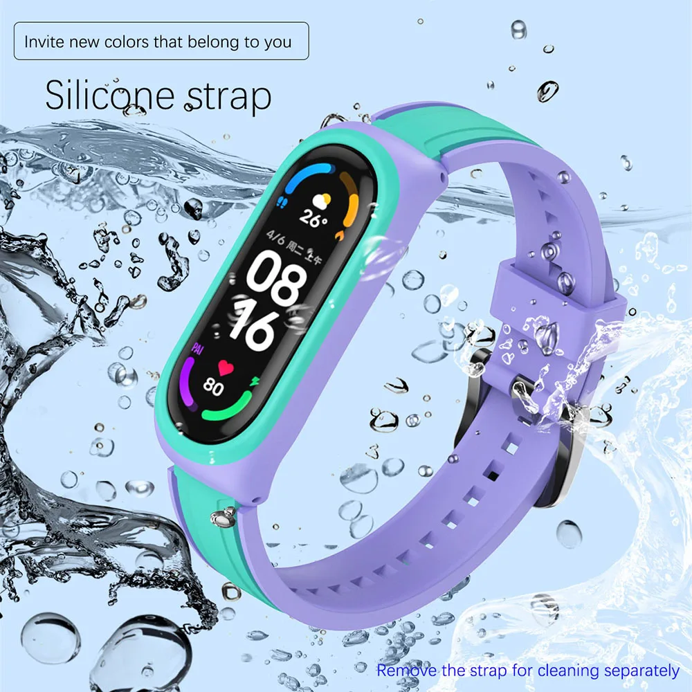 Sports Silicone Strap For Xiaomi Mi Band 7 6 5 4 3 Two-color Replaceable Bracelet Wristabnd For Mi Band 76543 Smart Watch Correa