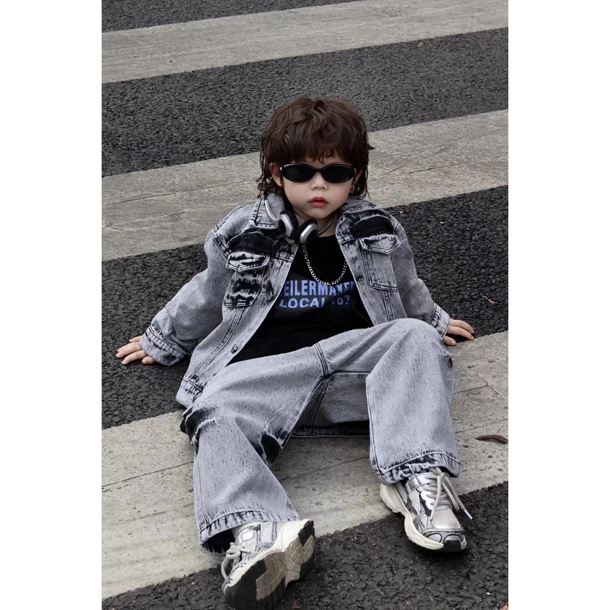 Baby Boys bambini cappotto di jeans primavera autunno Kid Fashion casual Gentleman Jean Top + pantaloni larghi 2 pezzi abiti Set Streetwear bello