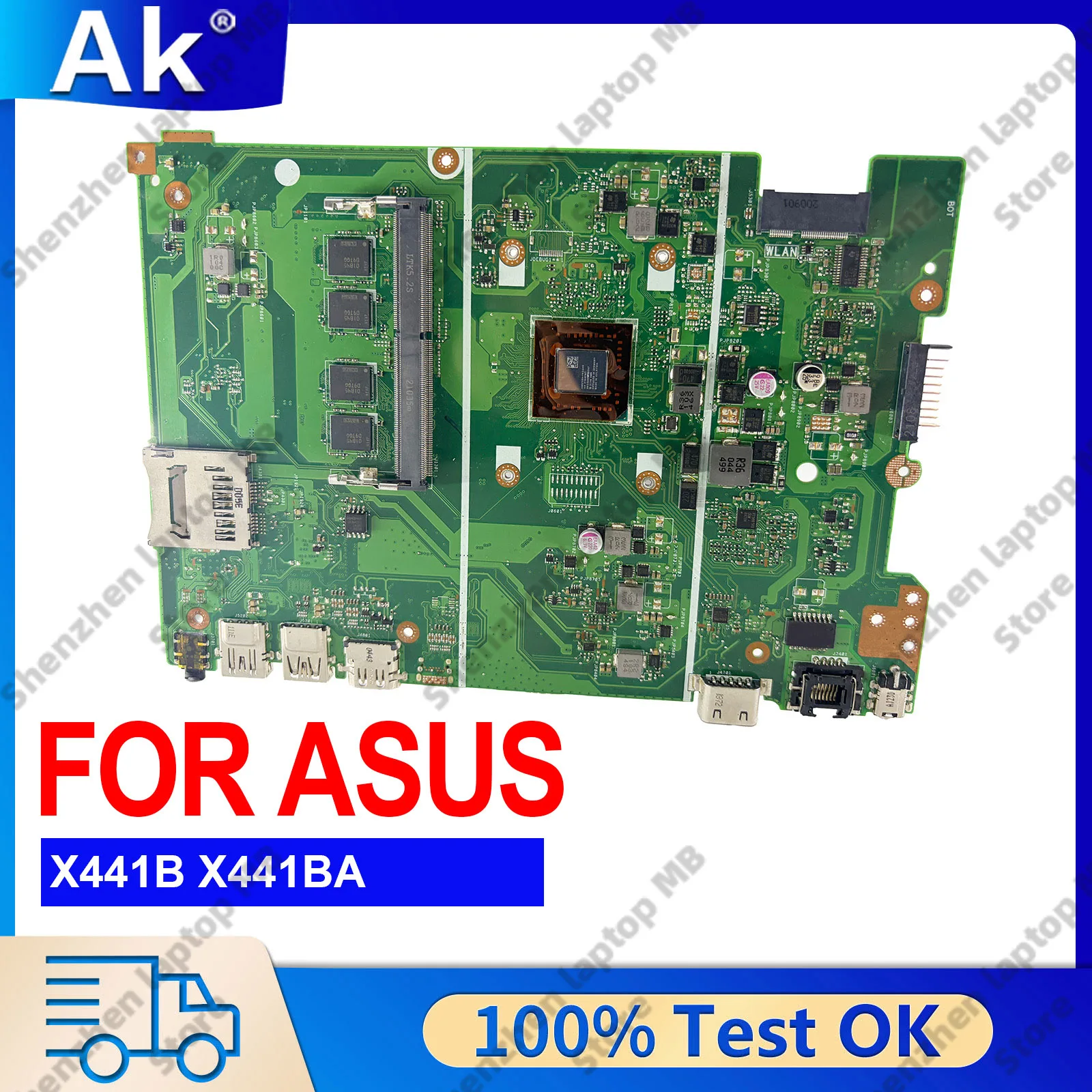 X441BA Laptop Motherboard For ASUS VivoBook X441B X441BA A441B F441B Notebook Mainboard With A6 A8 A9 CPU Tests OK Fast Shipping