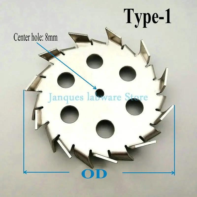 1pc OD 50mm to 180mm 304 Stainless Steel Saw Tooth Type Dispersion Stir Plate or 1pc Length 250mm to 500mm Stirrer Rod with Nut