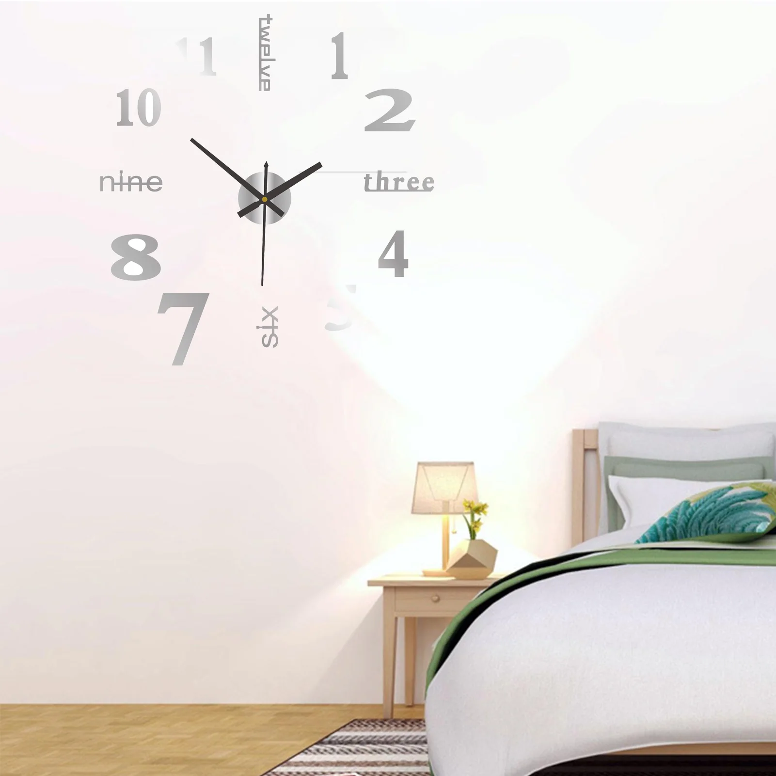 3D Frameless Wall Clock Adjustable Size and Easy to Assemble Clock for Bedroom Living Room