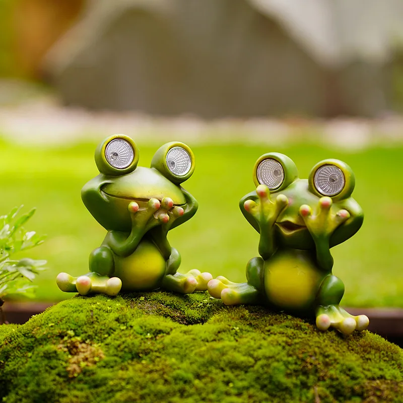 

Cute simulation frog resin crafts, outdoor solar light decorations, garden and courtyard aesthetic decorations