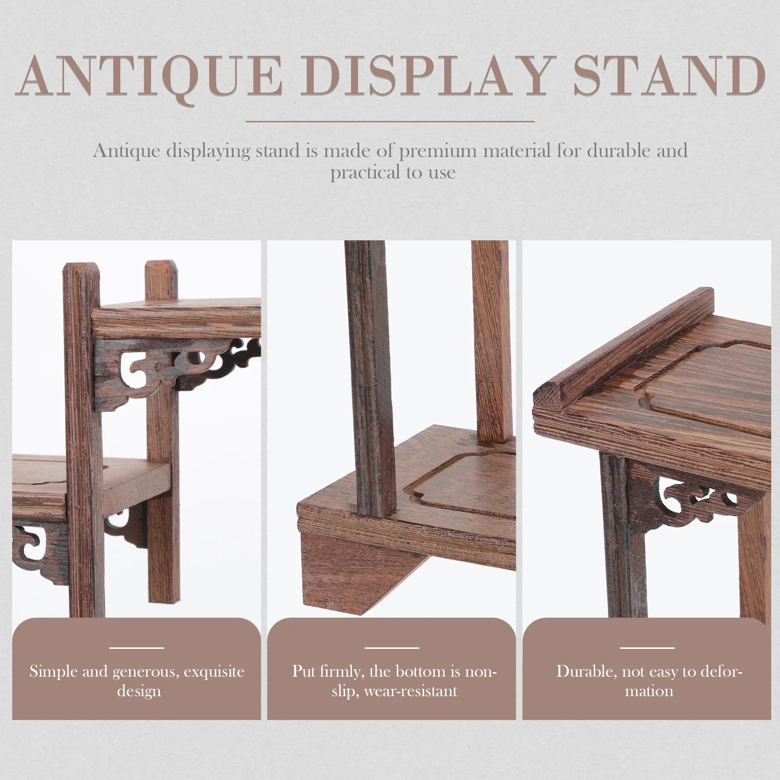 

Multi-Layer Artistic Wooden Display Rack Ornament Premium Wenhua Wood Curio Stand Holder Decorative Home Decor