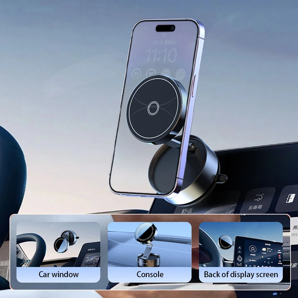 

Vacuum Magnetic Suction Phone Holder 360° Rotate Magnetic Car Phone Mount Portable Folding Swivels Stand
