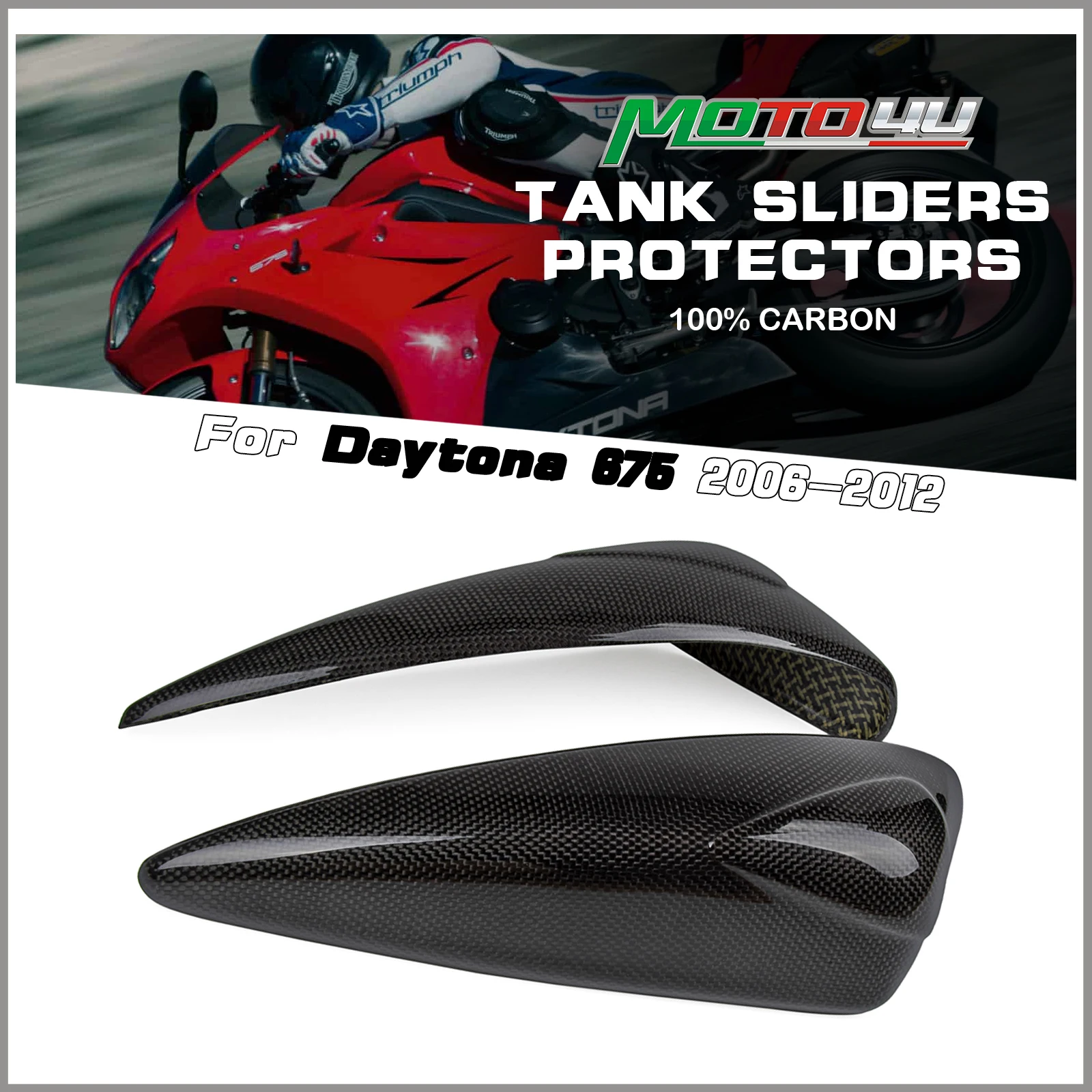 

100% Carbon Fiber Tank Sliders Protectors Motorcycle Accessories For TRIUMPH Daytona 675 2006 2007 2008 2009 2010 2011 2012