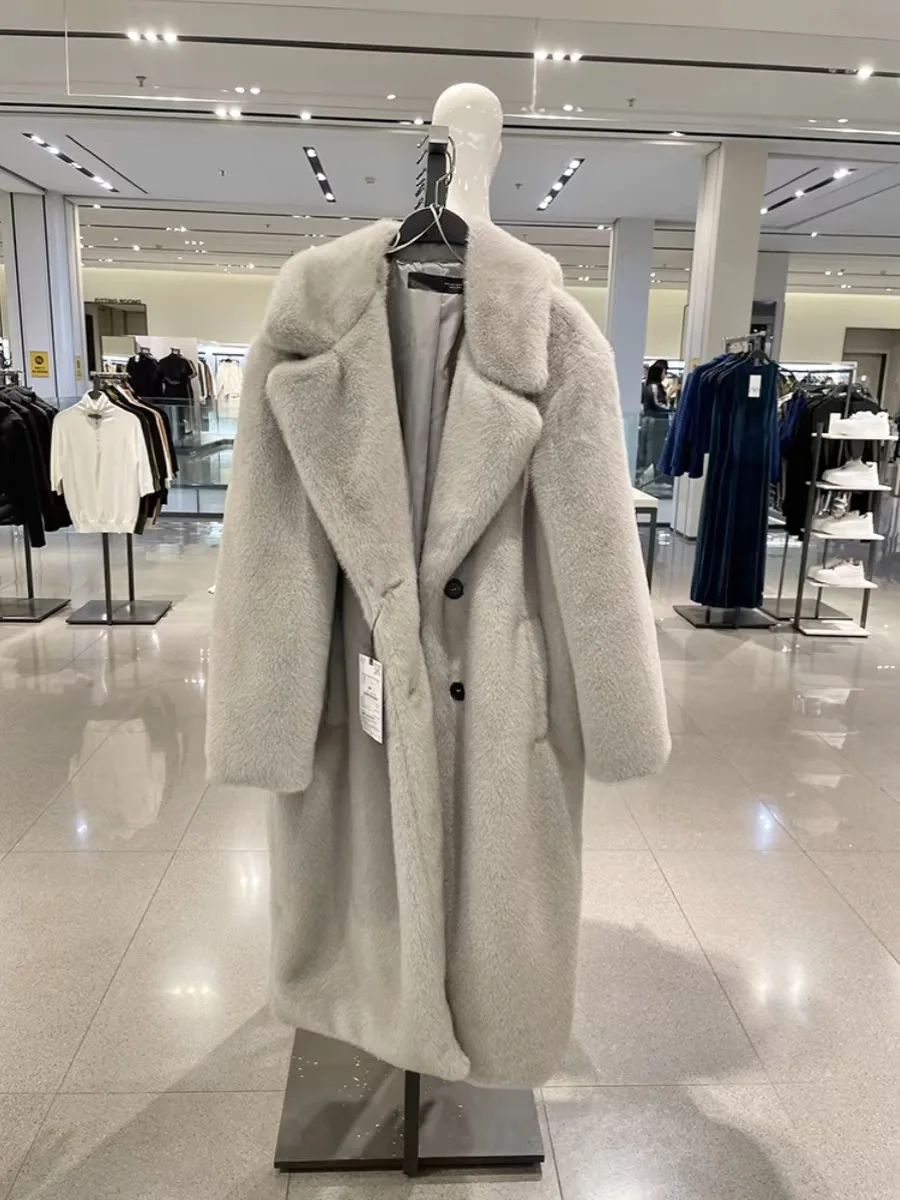 ETJ 2025 Women's Winter New Collection Luxurious Faux Fur Effect Long Coat Thick and Warm Padded Jacket for Women