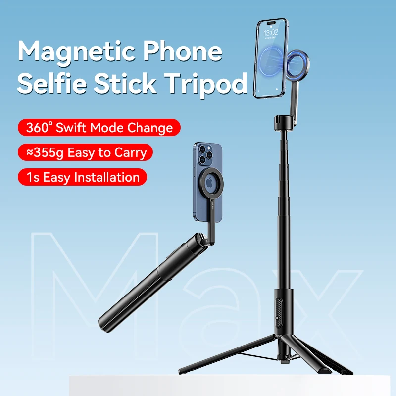 Ulanzi MG-002 max 1,64 m / MG-003 pro 1,36 m magnetisches Telefon Selfie Stick ausziehbares Stativ für iPhone 16 15 14 13 Foto Vlog