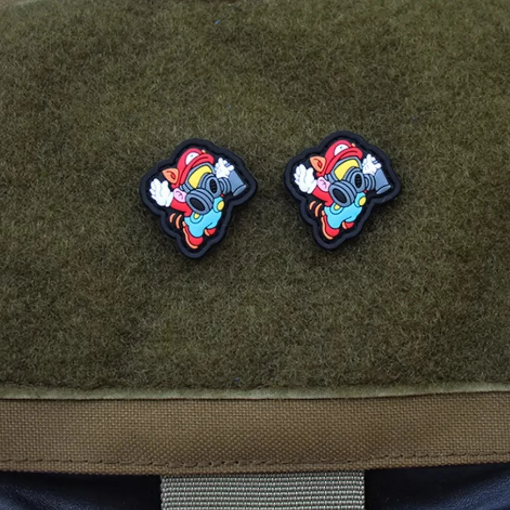 Street Fighter Spray Can Flying Mario PVC Patches for Jacket Clothing Bag Sticker Decoration Tactical Badge Mini Creative Armble