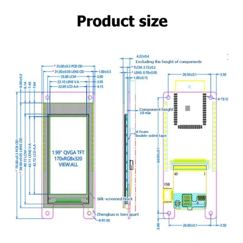 Super Sale ESP32-S3 1.9 Inch IPS Touch Screen 320x170 Display Wi-Fi Bluetooth 16MB Flash MCU SPI Serial Development Board
