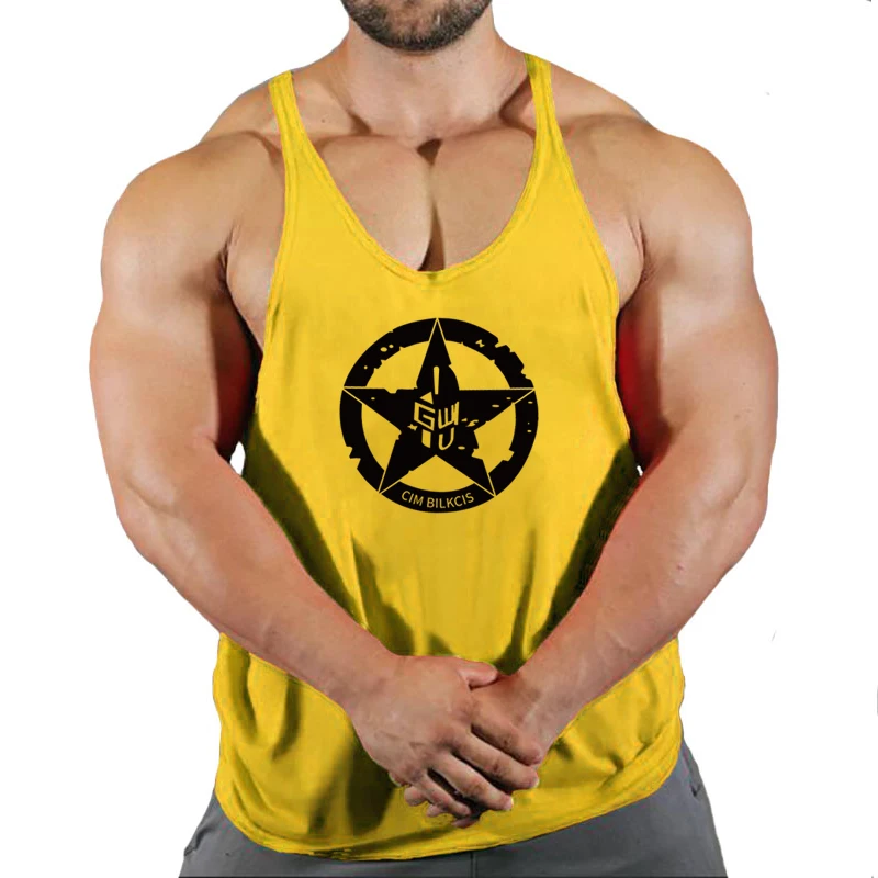 Brand Gyms Stringer Clothing Bodybuilding Tank Tops Men Fitness Singlet Sleeveless Shirt Printed Cotton Muscle Vest Undershirt