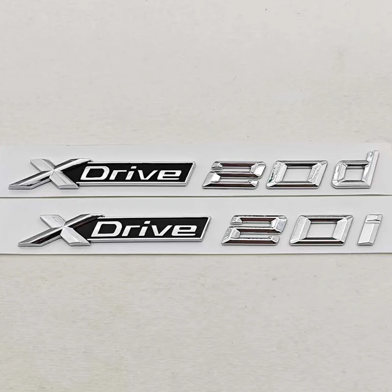 3D ABS Chrome Black Car Letters Logo XDrive 20i 20d Badge Rear Trunk Emblem Side Door Sticker Decals For BMW XDrive Accessories