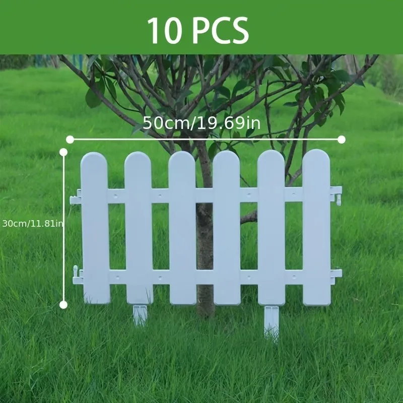10pcs White Plastic Fence Panels Durable Easy-to-Set-Up Outdoor Decor Christmas Trees Wedding Parties Garden Edges Path Dividers