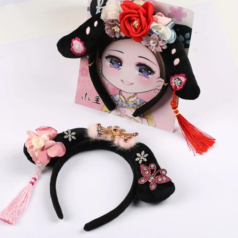 Headband chinês antigo para meninas, aro de cabelo da corte, estilo chinês, hanfu headband, Qing para acessórios nobres