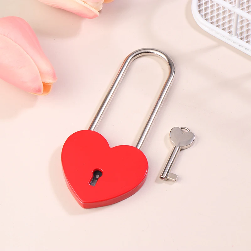 1 Set Metal Heart Shaped Padlock Antique Style Love Lock Set With Key Wedding Valentine's Day Gifts Couple Wishing Lock