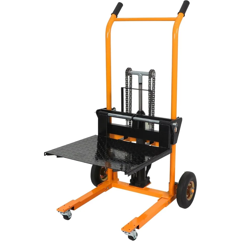 مكدس ونش من المواد الهيدروليكية، شاحنة مقبس البليت دوللي، سعة 440 رطلاً، ارتفاع الرفع 35.4 بوصة، طول الشوكة 18.1 بوصة