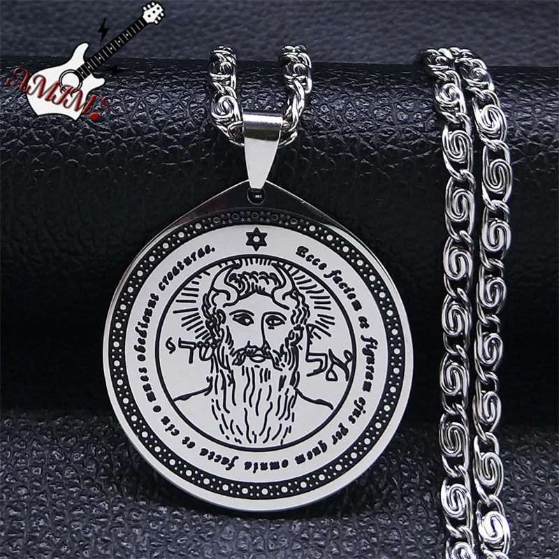 The First Pentacle Of The Sun Necklace Stainless Steel Key Of Solomon Seal Necklaces Talisman Jewelry collar hombre N2518S06