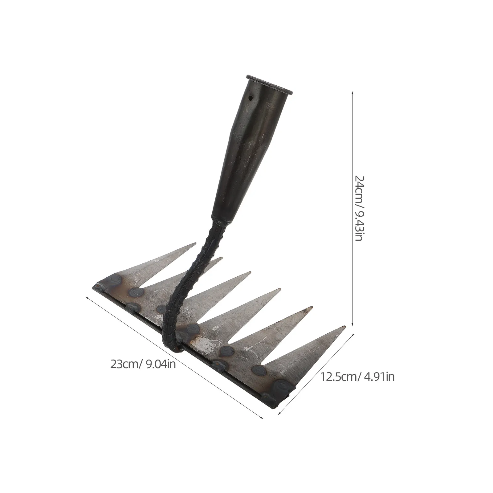 Heavy Duty 6-Tooth Carbon Steel Farm Rake Sturdy Soil Loosening Tool for Lawn Leveling Cultivating Ground Garden Hand Weeder