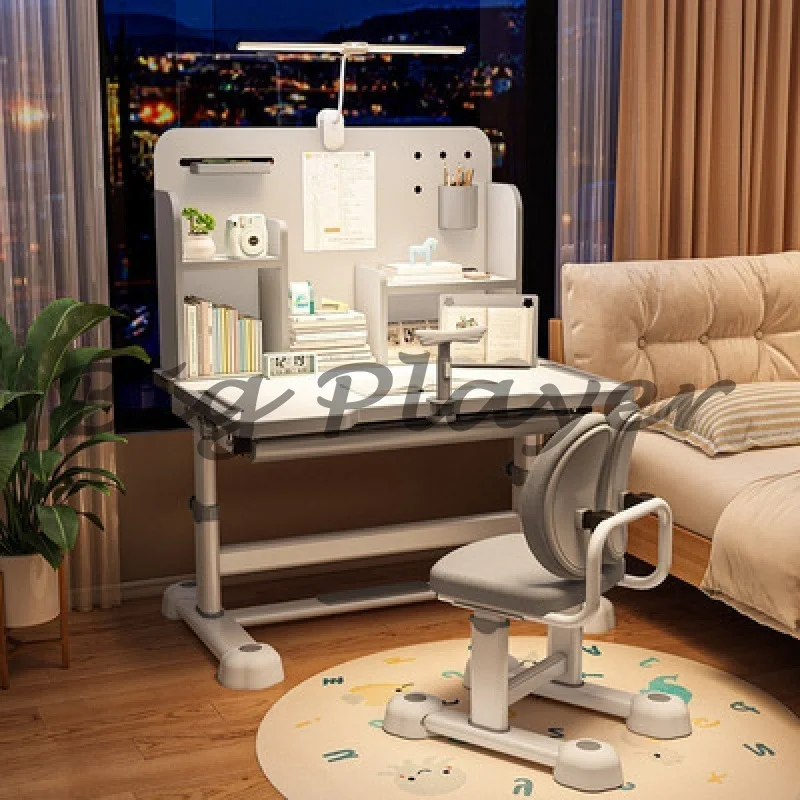 

Household Student Desk and Chair Set Height Adjustable, Ergonomic Children School Writing Study Table