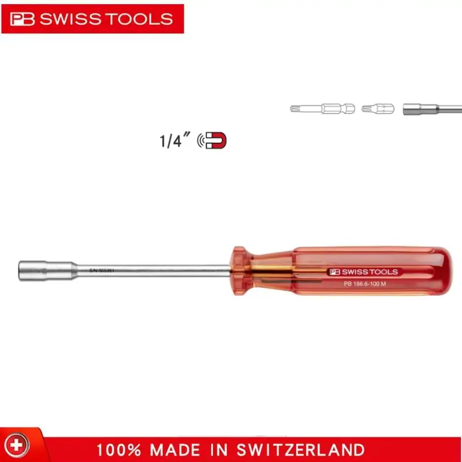 

PB 186.6-100 M SWISS TOOLS Swiss Snap Ring Bit Socket Screwdriver Reversing Screwdriver Driver