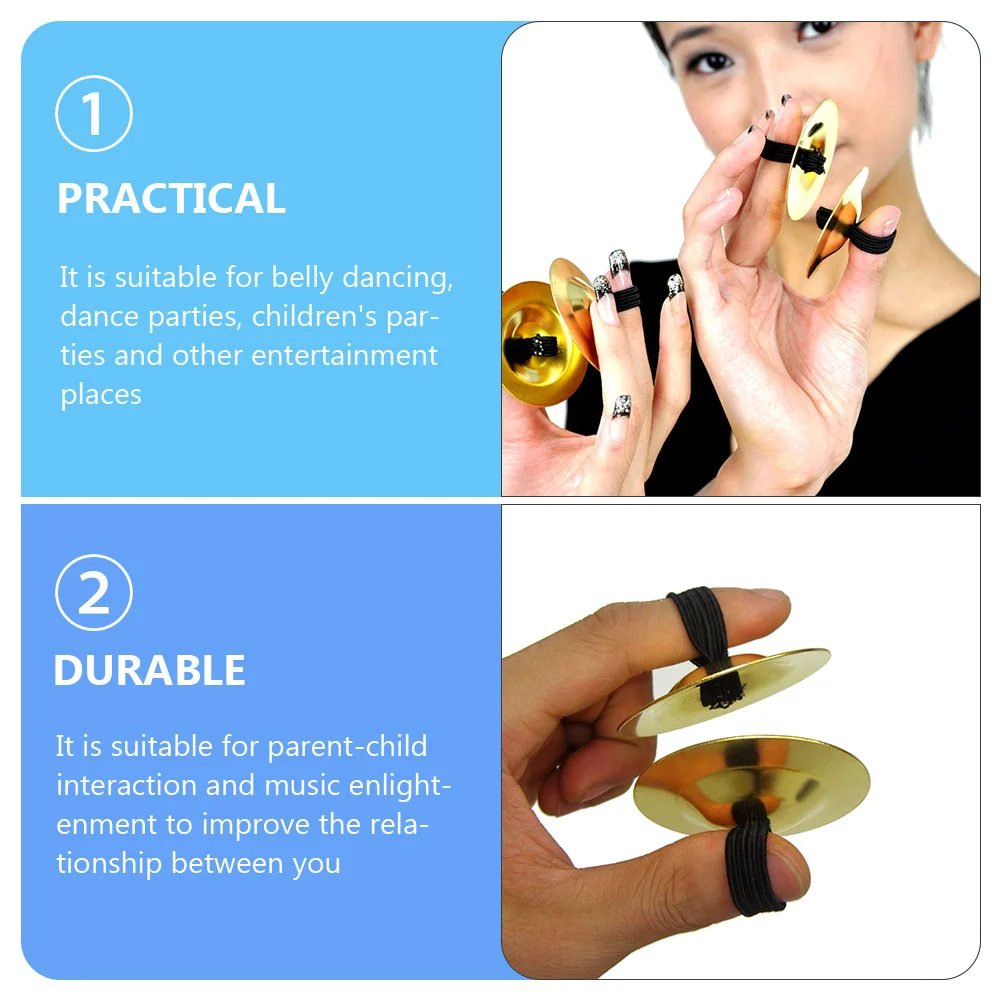 

4Pcs Copper Finger Cymbals Durable Belly Dance Props Small Musical Percussion Instruments for Kids Party Finger Cymbals
