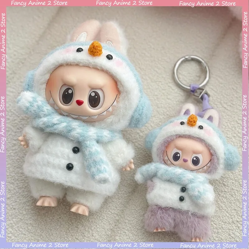 Ubranka Świąteczne dla Lalek Labubu V1 V2 V3 V4, Strój Bałwana, Urocze Mini Pluszowe Lalki, Przebrania, Akcesoria Festiwalowe dla Lalek, Prezenty