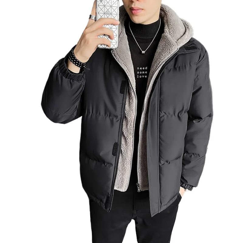 سترة قطنية عصرية جديدة للخريف والشتاء بغطاء للرأس مقاومة للبرودة، مريحة ودافئة مع قطيفة عالية الجودة للرجال #3