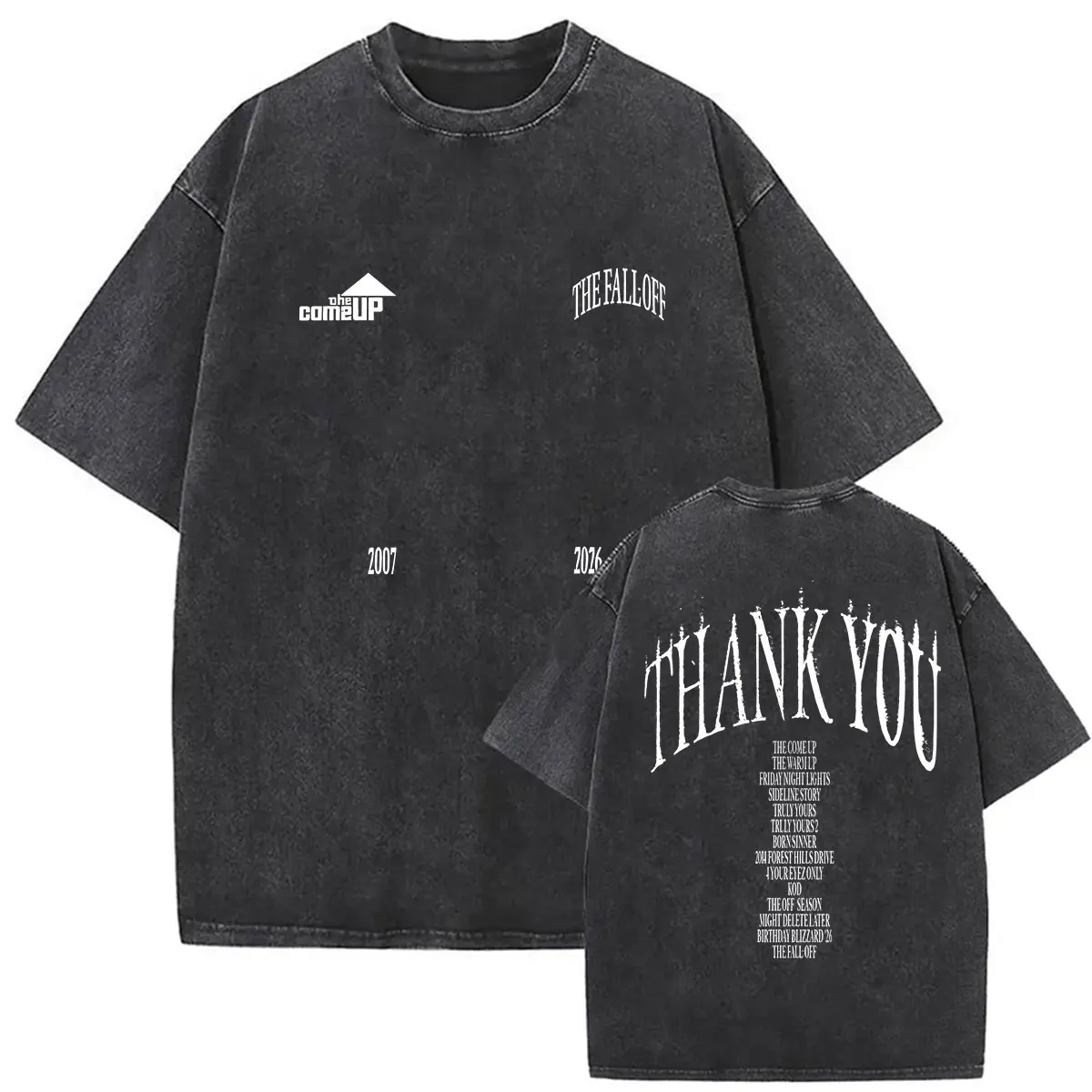 J Cole The Fall Off  Tour 2026-2027 Vintage Washed T Shirt Men's Women Clothing Fashion Oversized High Quality Cotton T-shirts
