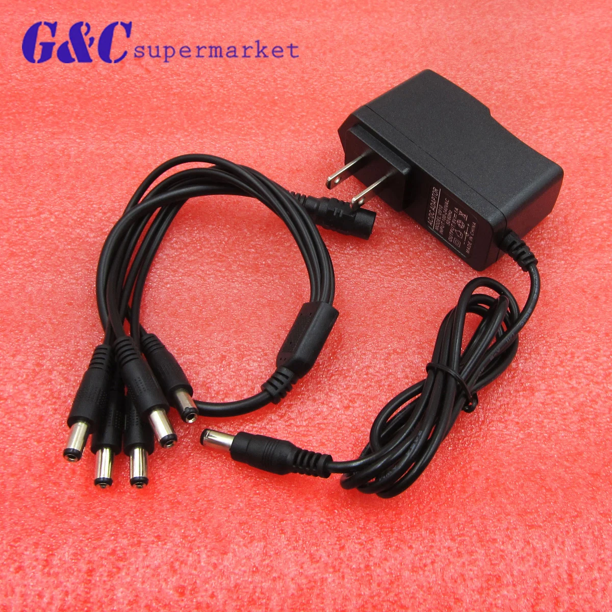 Effect Pedal AC/DC Power Adapter With 5 Way Daisy Chain Splitte Cable 9V US Plug