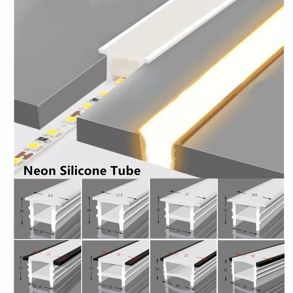 Customized 1~10m Recessed LED Neon Rope Tube Removeable Silicone Flexible Styling Light DIY Decor Ribbon Tape Strip Lights
