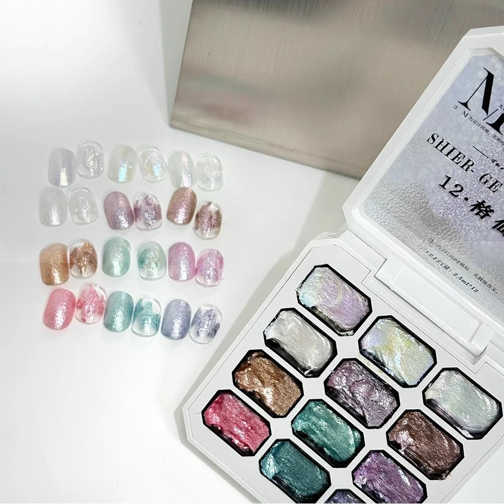 

12Colors Nail Glitter Powder Wedding Bride Nail Design Aurora Dust Manicure Holographic Effect Fairy Powder Polish Flake