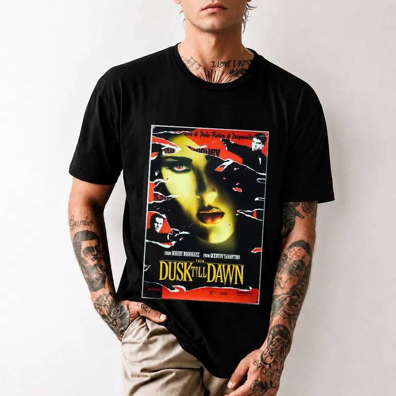 Vintage Horror Movie From Dusk Till Dawn Scary Halloween Gift T shirt 0703 Short Sleeve Graphic Clothes 100% cotton US size tops