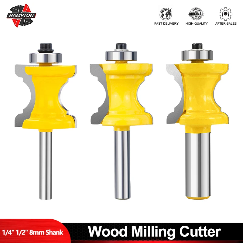 

HAMPTON Wood Router Bit 1/4" 1/2" 8mm Shank Bullnose Bead Column Face Molding Router Bit Tenon Milling Cutter For Woodworking