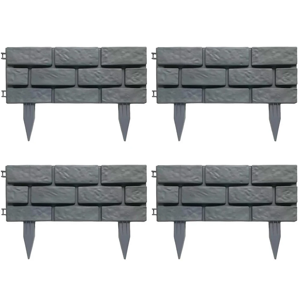 Garden Edging Border Fence Kit 4 Pack Plastic Lawn Flowerbed Separator Easy Installation Flexible Landscape Fencing For Patio Ya
