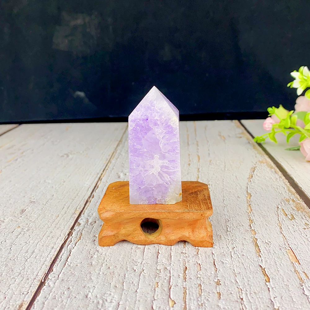 Natural Crystal Amethyst Geode Tetrahedral Column Single Point Mineral Speciman Home Decoration Fengshui Collection Healing Gem